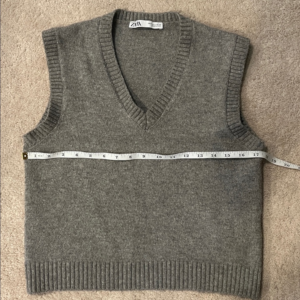 Zara Charcoal V-Neck Sweater Vest - Picture 3 of 4